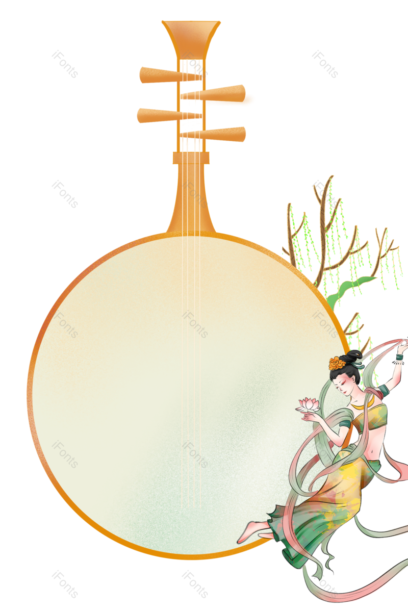 边框图片,中国风元素,乐器PNG,免抠素材